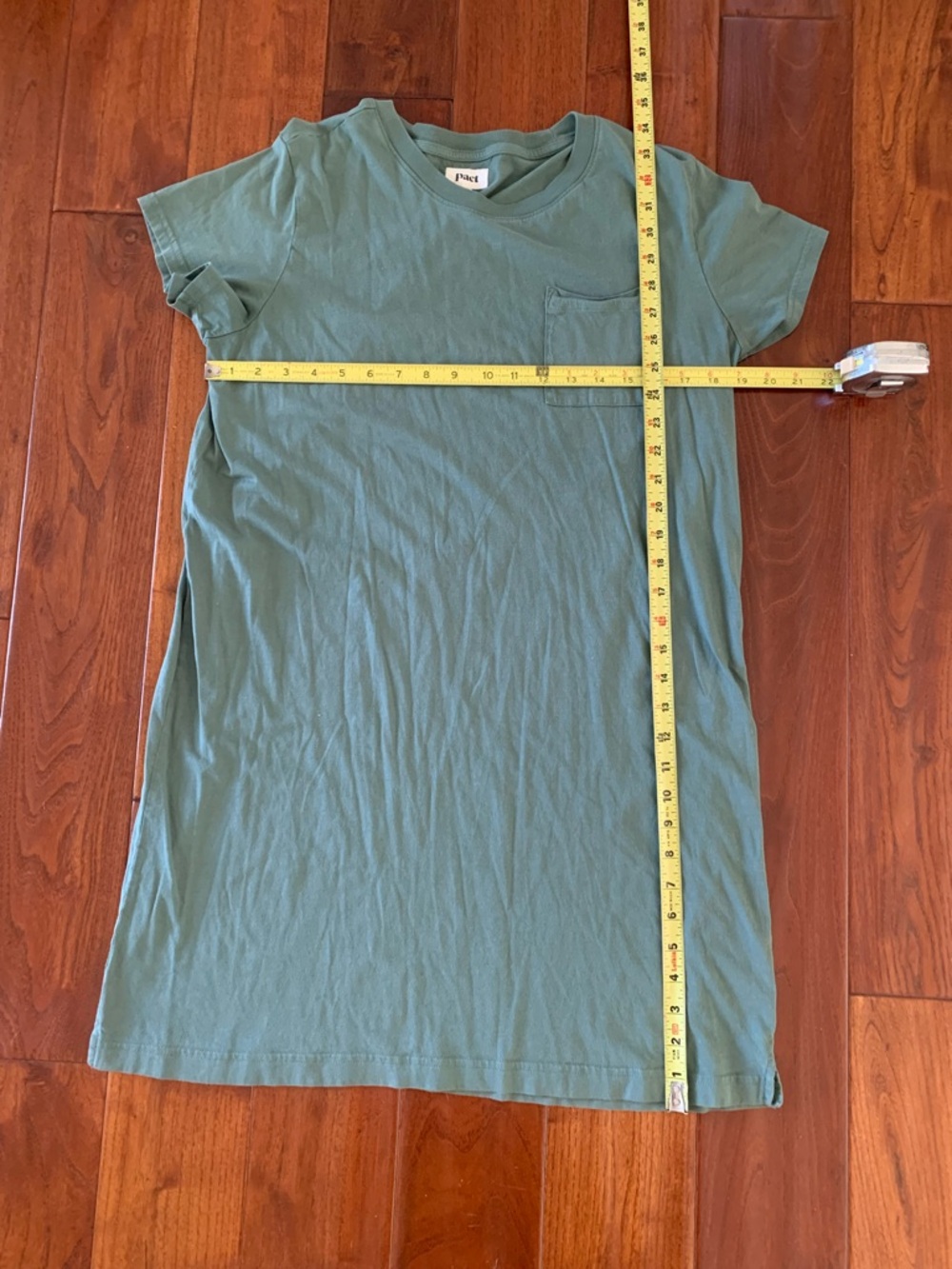 Pact Tee Dress Women’s Size L Dark Forest Softspun Organic Cotton Casual Pocket - Picture 7 of 11